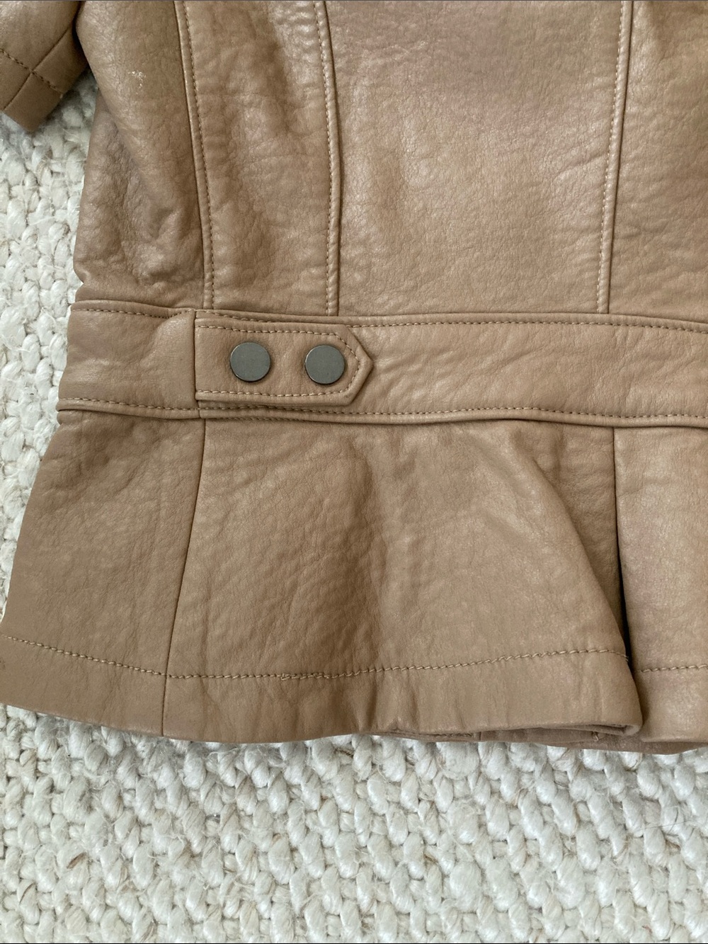 Vegan Leather BCBGMaxAzria Tan Short-Sleeve Top - Picture 6 of 11